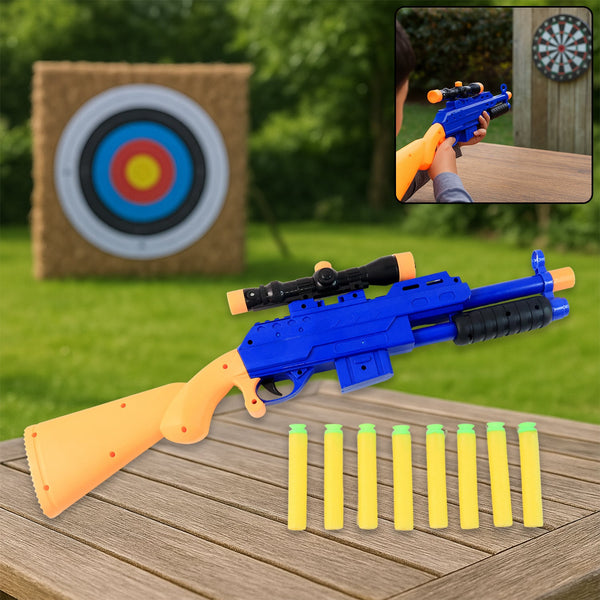Shot Air Gun Toy with Scope and 8 Soft Foam Bullets Set - justgrabit.in | Just Grab It