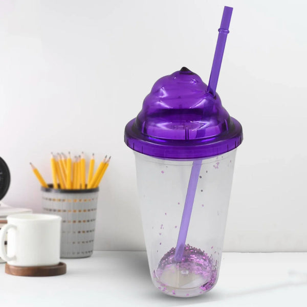 High Quality Plastic Creative Cold Drink Cup / Tumble, Reusable Tea Coffee Tumbler with Lid and Straw, Double Wall Plastic Drinking Sport Bottle, Travel Tumbler (1 Pc / Mix Color) - Justgrabit Inc.