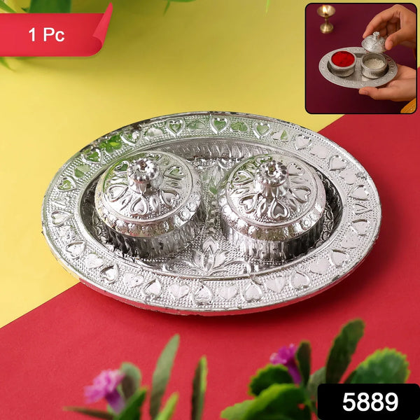 Oval Shape Special Puja Thali (1 Pc / Mix Design) - justgrabit.in | Just Grab It