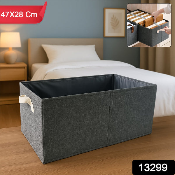 FOLDABLE CLOTH STORAGE BOX WITH HANDLES (47×28 CM) - justgrabit.in | Just Grab It