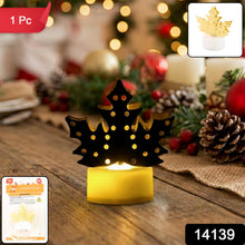 Christmas Decorative LED Gold Metal Leaf Diya Lamp, Diwali (1 Pc) - justgrabit.in | Just Grab It