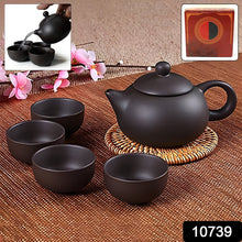 Premium Black Clay / Ceramic Tea Set with Teapot & 4 Cups - justgrabit.in | Just Grab It
