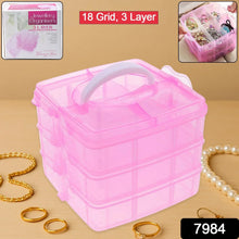 Versatile 18 - Grid 3 - Layer Transparent Plastic Organizer Box with Adjustable Dividers for Jewelry & Fishing Hooks - justgrabit.in | Just Grab It