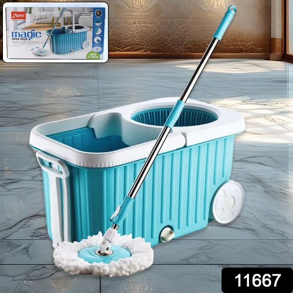 Apex Magic 360° Spin Mop Cleaning System with Stainless Steel Spinner - Justgrabit Inc.