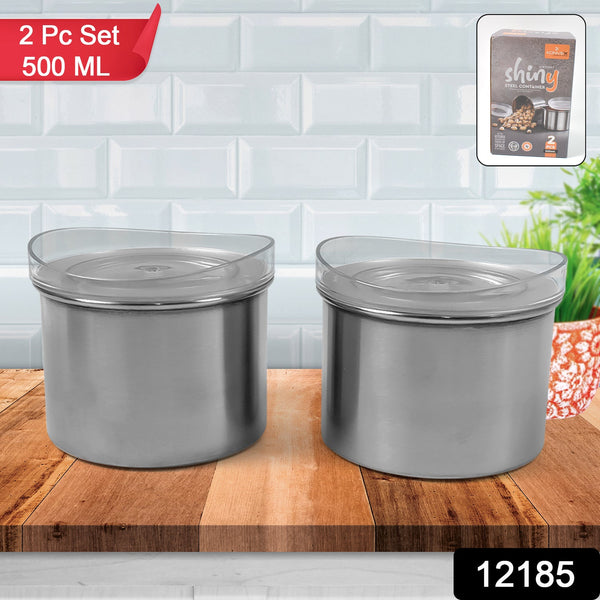 Multipurpose Stainless Steel Airtight Containers with See Through Lid (2 Pc / 500 ML) - justgrabit.in | Just Grab It