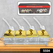 Storage Jar Set One Set with 4 Jars with Lids, Tray & 4 Spoon for Coffee, Tea, Sugar for Storage jar With Tray for Home Kitchen - Justgrabit Inc.