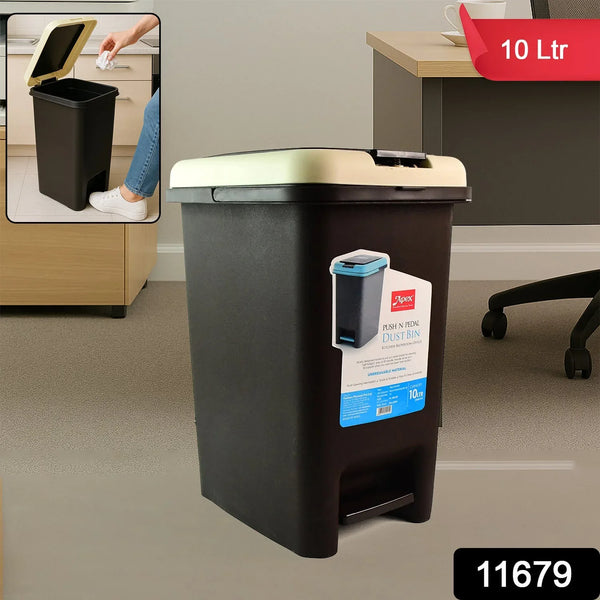 Apex Push N Pedal Plastic Dustbin 10L Capacity (1 Pc) - Justgrabit Inc.