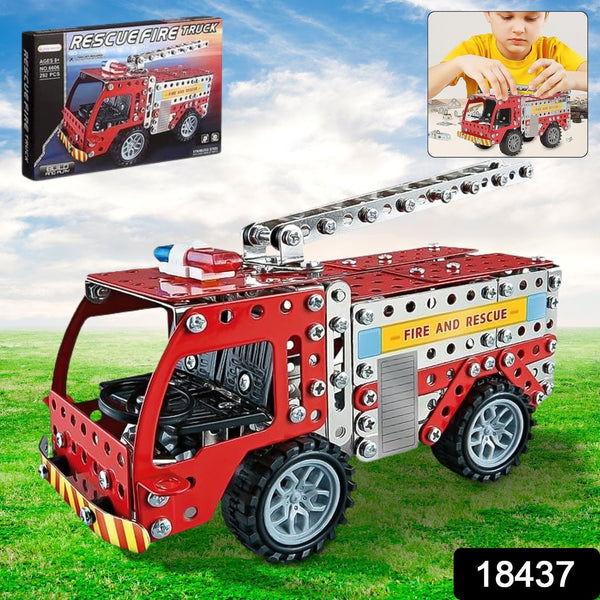 Metal DIY Fire Truck Building Blocks Kids (Fire Truck / 292pcs of truck tool / 1 Set) - justgrabit.in | Just Grab It