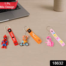 Cute Cartoon Silicone 3D Key Chain with Metal Hook & Strap (Pack of 1) - justgrabit.in | Just Grab It