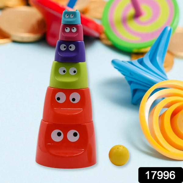 Monster Cups - Activity Toy for Babies 5+ Months Plastic Multicolor Infant & Preschool Toys Develops Motor & Reasoning Skills Birthday Gifts for Boys Girls Age 5+ Months Kids (1 Set) - Justgrabit Inc.