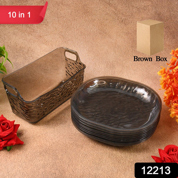 Plastic Household Plates Dinner Plates Dish Tray Skewer Bone Plate Set (10 Pcs Set) - justgrabit.in | Just Grab It