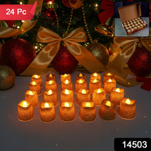christmas Premium Glitter LED Tealight Candles (24 Pc Set) - justgrabit.in | Just Grab It