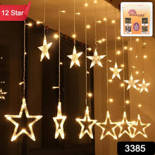 12 Stars LED Curtain String Lights with 8 Flashing Modes for Home Decoration, Diwali & Wedding LED Christmas Light Indoor and Outdoor Light ,Festival Decoration (Warm White / With Box) - justgrabit.in | Just Grab It
