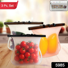 Eco - Friendly Food Storage: Reusable Silicone Bags (3 - Pack) - Leakproof & Safe - justgrabit.in | Just Grab It