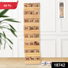 Wooden Tumbling Stacking Tower Game, Zenga tower (48 Pcs Blocks 2 Dices) - justgrabit.in | Just Grab It