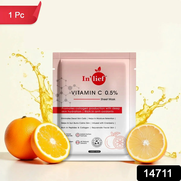 In’lief Vitamin C 0.5% Hydrating & Brightening Facial Sheet Mask (1 Pc) - Justgrabit Inc.
