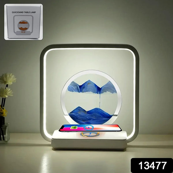 13477 3D Wireless Charging LED Light USB Quicksand Painting Lamp for Bedroom - justgrabit.in | Just Grab It