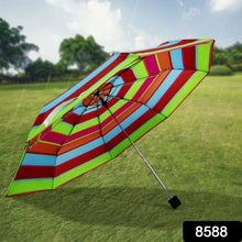 3 - Fold Sun & Rain Protective Solid Foldable Umbrella, (1 Pc / Mix Design) - justgrabit.in | Just Grab It