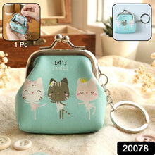 Cute Cartoon Cat Printed Mini Coin Purse Keychain (1 Pc) - justgrabit.in | Just Grab It