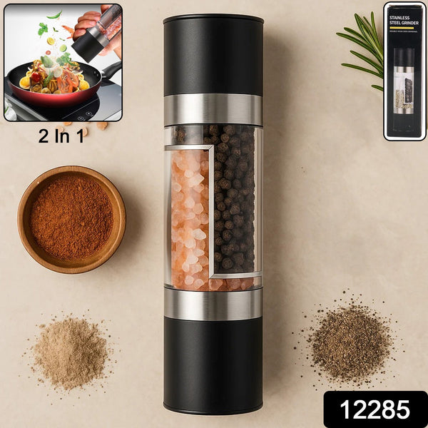 2 - in - 1 Stainless Steel Salt and Pepper Grinder - justgrabit.in | Just Grab It