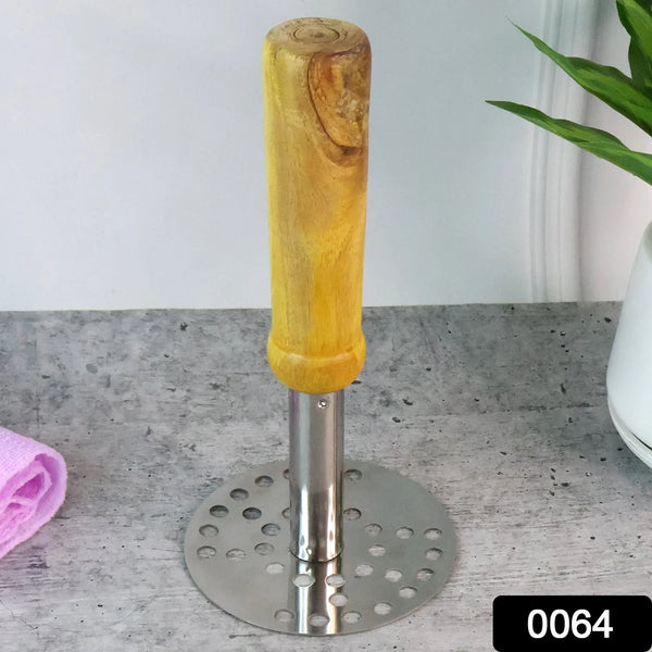 Stainless Steel Potato Masher, Pav Bhaji Masher with wooden handle - Justgrabit Inc.