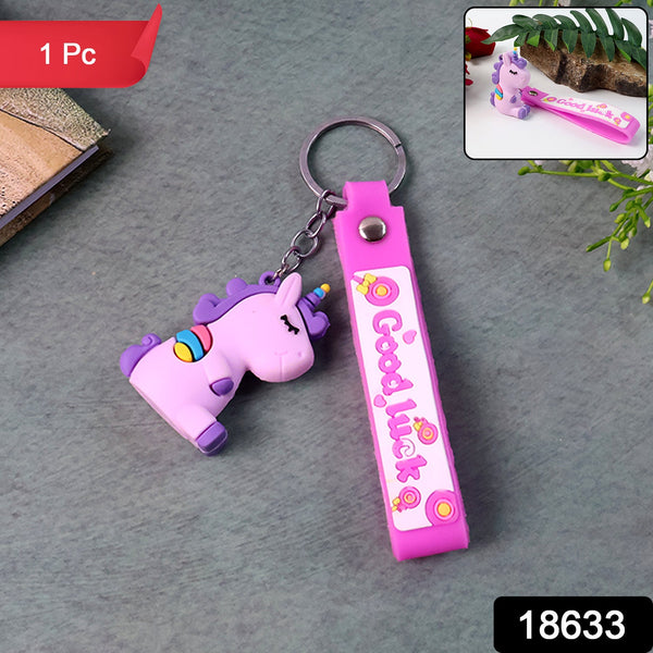 Cute Cartoon Silicone 3D Key Chain with Metal Hook & Strap (Pack of 1) - justgrabit.in | Just Grab It