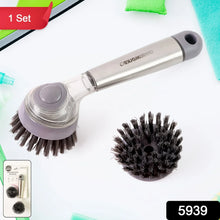 Cleaning Brushes Set, Scrub Brush Bathroom Brush, Long Handle Liquid Dispenser Pot Washing Brush - justgrabit.in | Just Grab It