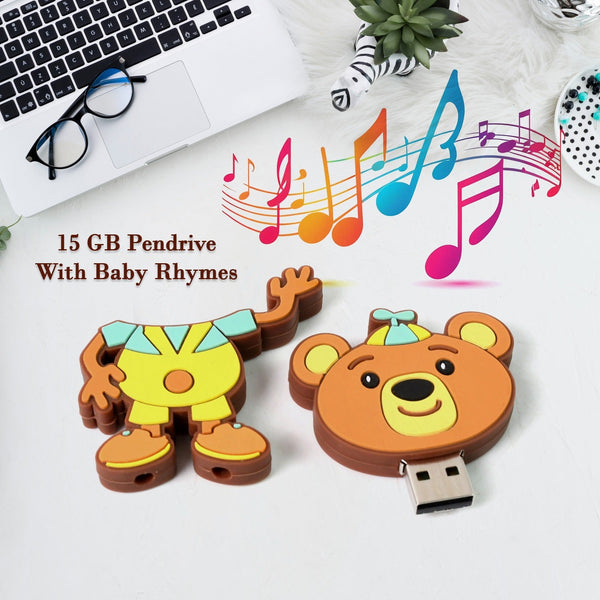 Portable Cartoon Silicone USB Pen Drive (15 GB Baby Rhymes Song / 1 Pc) - justgrabit.in | Just Grab It