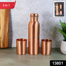 Copper Water Bottle 2 Glasses with Gift Box (3 Pcs Set) - justgrabit.in | Just Grab It