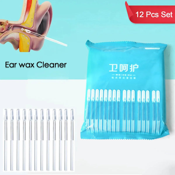 Ear wax Cleaner Stick Silicone Reusable Sticky Ear wax Removal Kit (12 Pcs Set) - justgrabit.in | Just Grab It