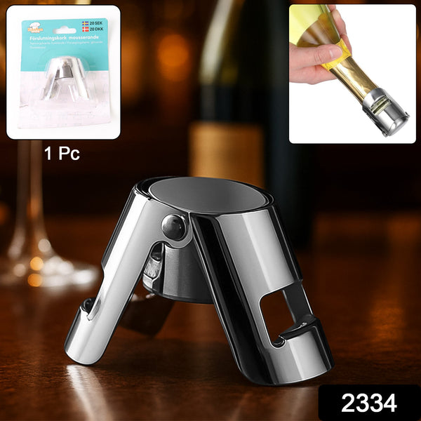 Stainless Steel Sealed Sparkling Champagne Bottle Stopper Big size - justgrabit.in | Just Grab It