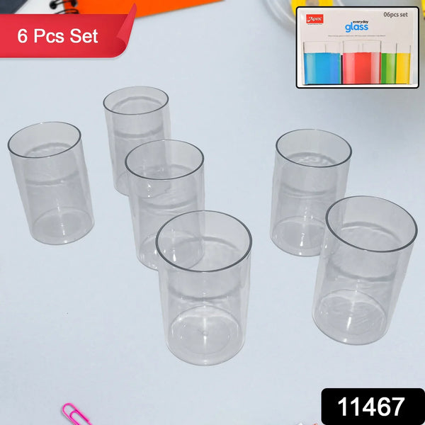 Apex Everyday Plastic Glass Set – 6 Pieces Lightweight & Unbreakable - Justgrabit Inc.