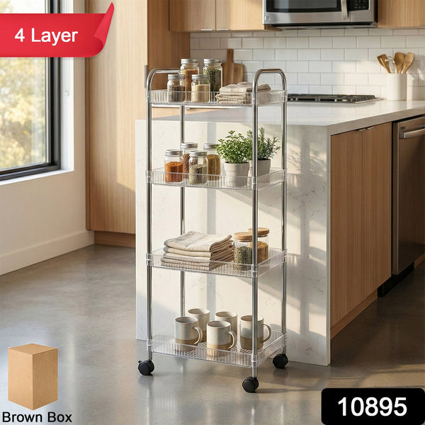 4 Layer Multipurpose Storage Trolley with Wheels - justgrabit.in | Just Grab It
