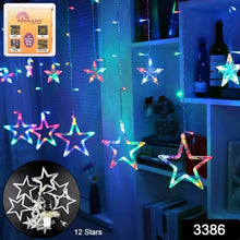 12 Stars LED Curtain String Lights with 8 Flashing Modes for Home Decoration, Diwali & Wedding LED Christmas Light Indoor and Outdoor Light ,Festival Decoration (Multicolor / With Box) - justgrabit.in | Just Grab It