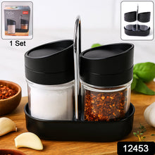 Apex Helix Salt N' Pepper 2 - Piece Plastic Jar Set with Stand - justgrabit.in | Just Grab It