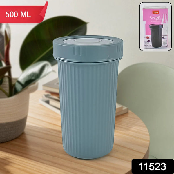 Apex Double Wall Inner Steel Travel Glass (500ml) Approx (1 Pc / Mix Color) - Justgrabit Inc.
