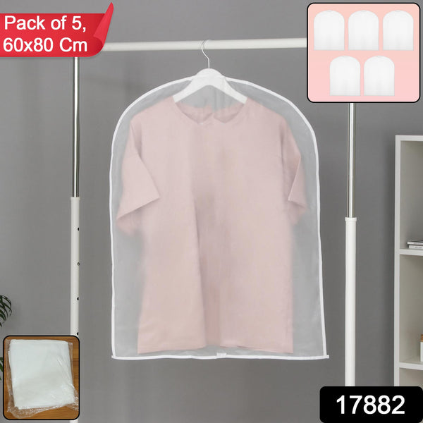 Short Hanging Garment Storage Cover Pack of 5 (60 × 80 cm) - justgrabit.in | Just Grab It