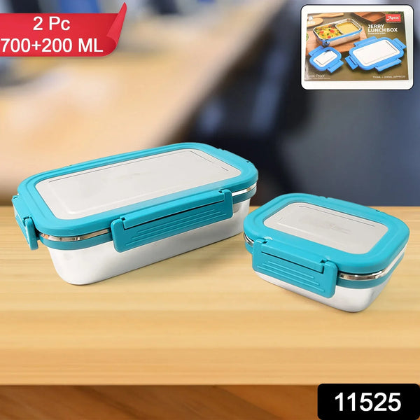 Apex Jerry Lunch Box Premium Stainless Steel Food Container (2 Pc / 700+200 ML Approx) - Justgrabit Inc.