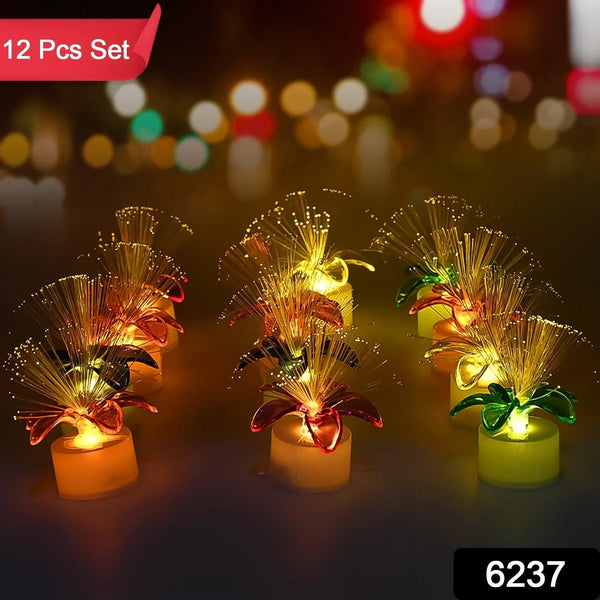 Fiber Optic Light, Mini Color Change LED Table Centerpieces, Light Up Candle, Diwali - Pack of 12 - Justgrabit Inc.