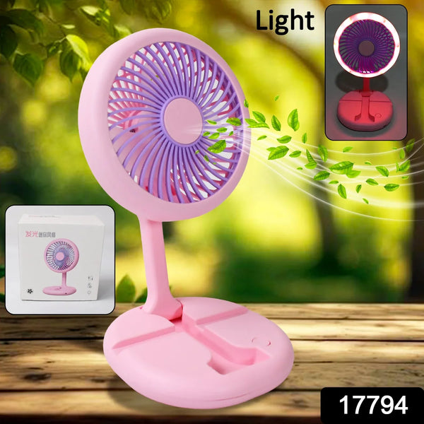 USB Rechargeable Portable Fan With LED Light Heavy Duty & Foldable Fan With Charging Port Home, Outdoor, Temple - Justgrabit Inc.