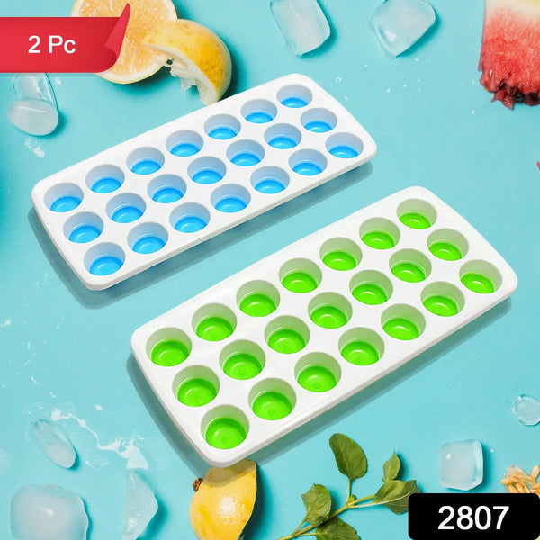 21 Cavity Up Ice Cube Trays - Easy Release, Flexible Silicone Bottom - Stackable, BPA Free, Food Grade - for Convenient Freezer Ice Making (2 Pc Set) - Justgrabit Inc.