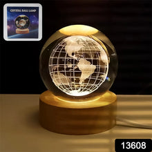 World 3D Crystal Ball lamps With Wood Base (1 Pc) - Justgrabit Inc.