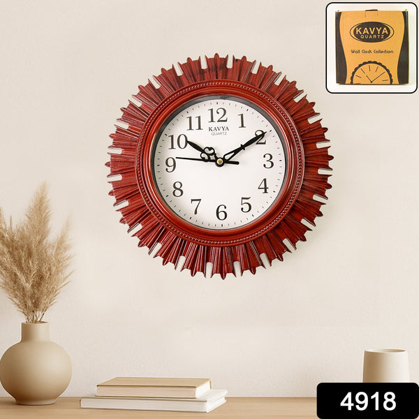 Wooden Look Round Wall Clock – Battery Operated Easy - to - Read Design for Home/Office - justgrabit.in | Just Grab It