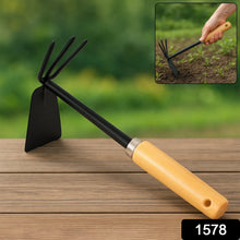 2 in 1 Double Hoe Gardening Tool with Wooden Handle - Justgrabit Inc.