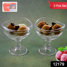 Glass Footed Dessert Bowl, Ice Cream Cup (2 Pcs Set) - justgrabit.in | Just Grab It
