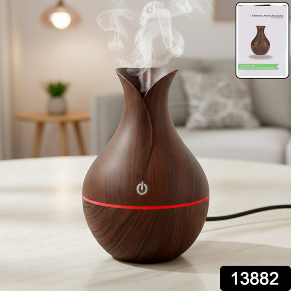 Mini Wooden Vase Pot Diffuser Cool Mist Atomization Humidifier (1 Pc) - justgrabit.in | Just Grab It