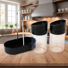 Apex Helix Salt N' Pepper 2 - Piece Plastic Jar Set with Stand - justgrabit.in | Just Grab It