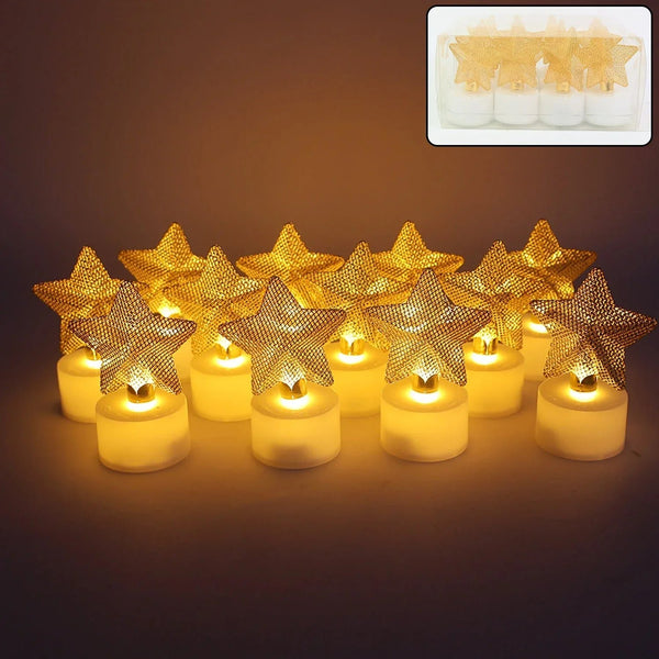 Set of 12 Decorative LED Star Candles - Justgrabit Inc.