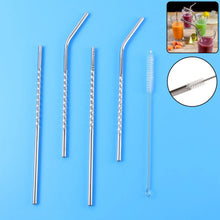 Set of 4 Stainless Steel Straws & Brush (2 Straight straws, 2 Bent straws, 1 Brush) - Justgrabit Inc.