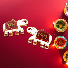 Shubh Labh Elephant Decorative Wall Hangings (2 Pc) - justgrabit.in | Just Grab It